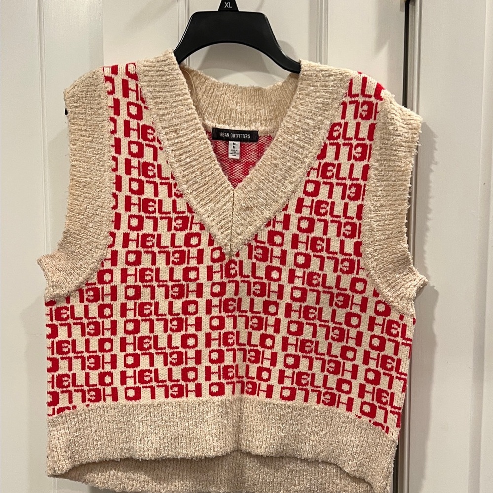 Urban Outfitters Red and Cream Knit Vest